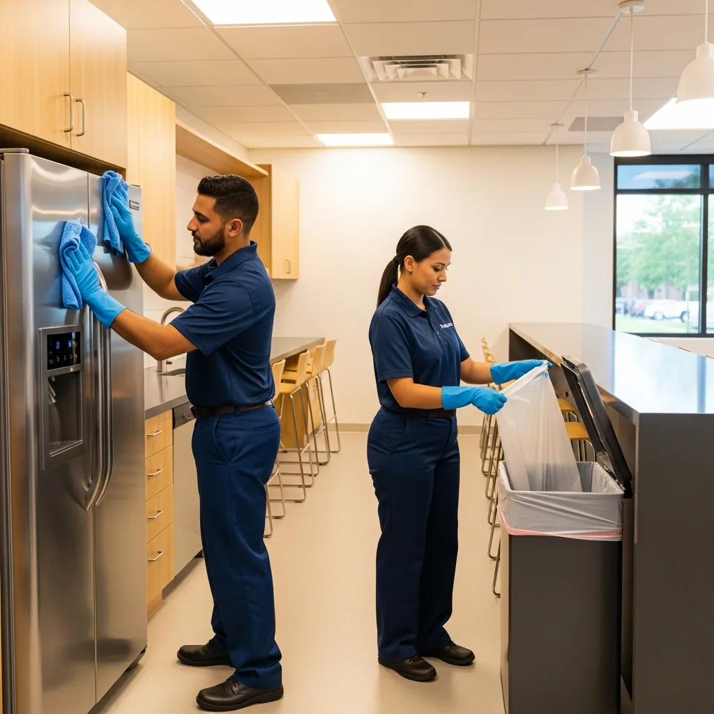 NU Drive Cleaning commercial janitorial crew servicing a Thomasville, GA office break room