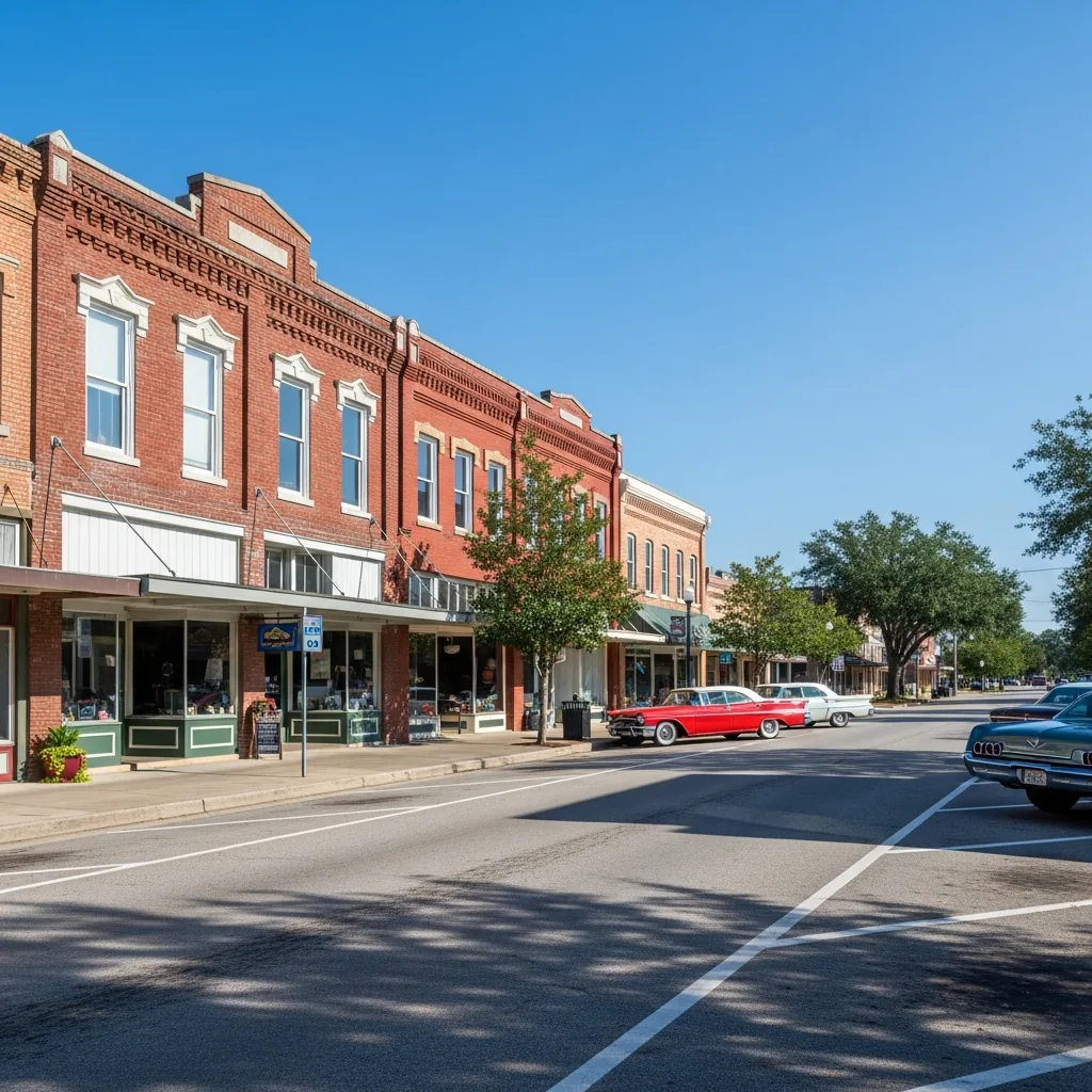 Small-town main street in Pelham, GA — served by NU Drive Cleaning