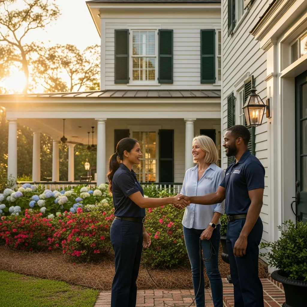 NU Drive Cleaning crew greeting a happy Cairo, GA homeowner at the front door